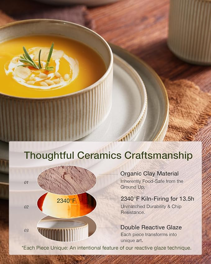 Famiware Star Stoneware Dinnerware Set, Reactive Glaze Plates & Bowls - Image 5
