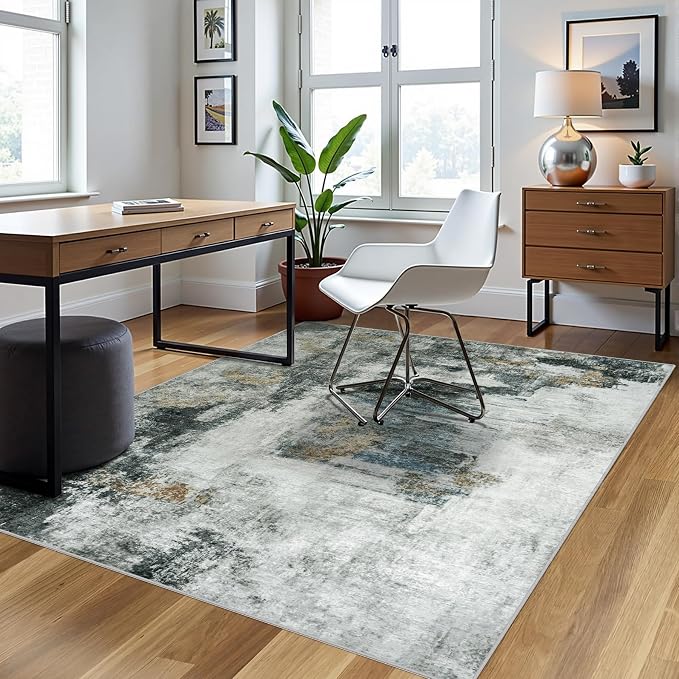 4x6 Area Rugs for Living Room Rug Washable: Abstract Rug for Dining Room - Image 3