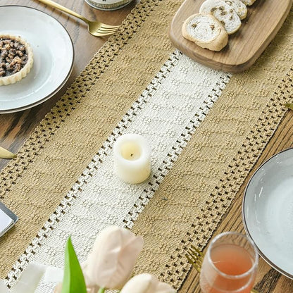 Artoid Mode Burlap Brown Farmhouse Woven Table Runner 12x108 Inch | Seasonal - Image 4