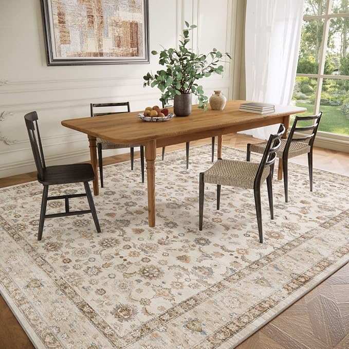 Washable Area Rugs for Living Room: 9x12 Bedroom Rug Boho Vintage Area Rug - Image 5