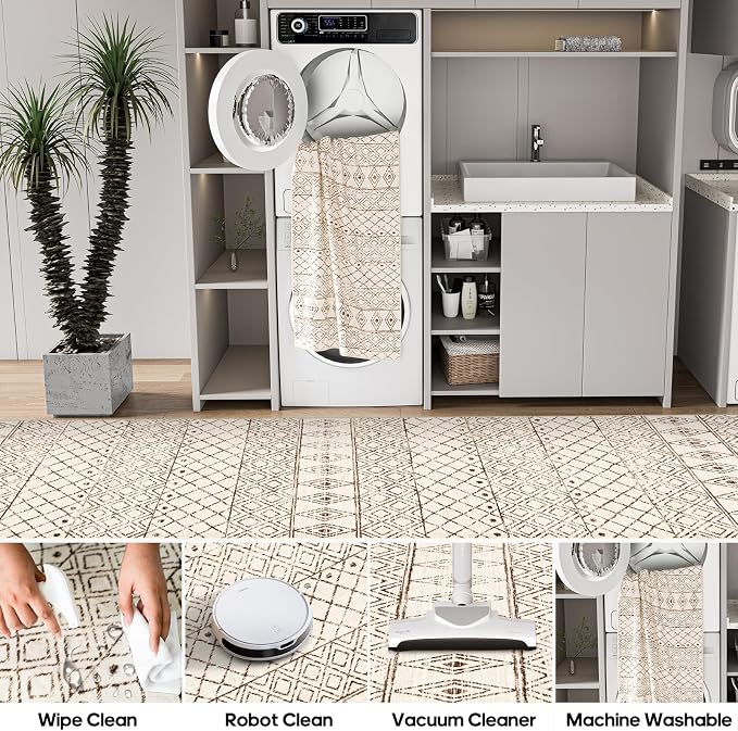 3x6 Washable Kitchen Runner Rug: Non Slip Moroccan Hallway Runners - Image 7