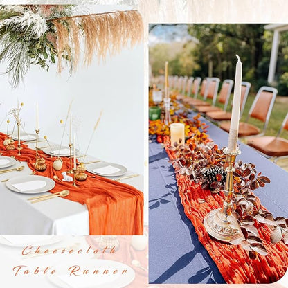 10FT Orange Cheesecloth Table Runner Boho Gauze Fabric Runner - Image 5
