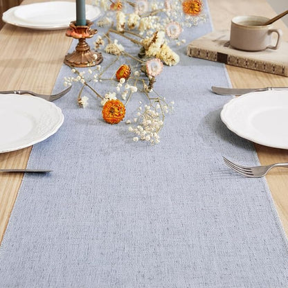 Cotton Linen Table Runner, 13x108 Inch Silver Grey - Image 2
