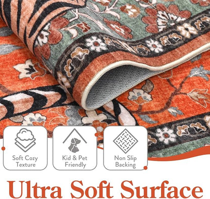 Moynesa Tiger Washable Area Rug, 9x12 Living Room Rug, Vintage Non Slip Large - Image 4