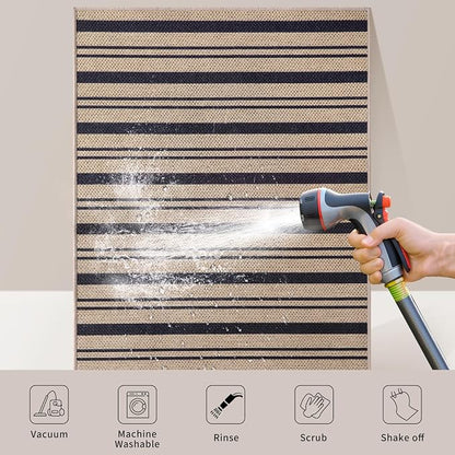 Tangsoo Stripe Easy Jute Rug, Ultra Thin 3x5 Washable Area Rug - Image 7