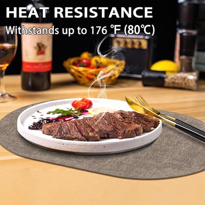 Placemats Set of 12-17" x 11.8" Waterproof & Heat Resistant Oval Place Mats - Image 2