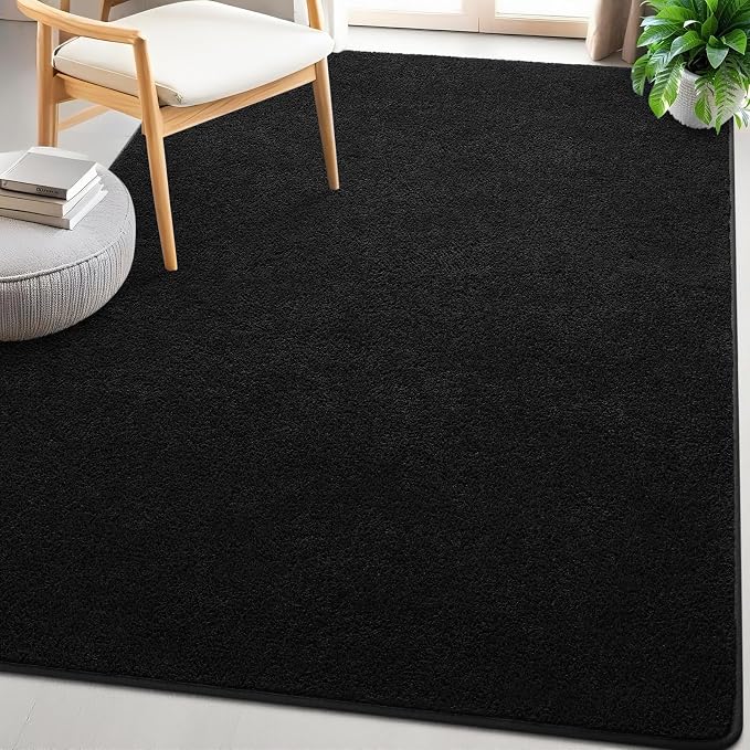 6x9 Feet Black Area Rugs for Bedroom, Indoor Washable Memory Foam Rug for - Image 8