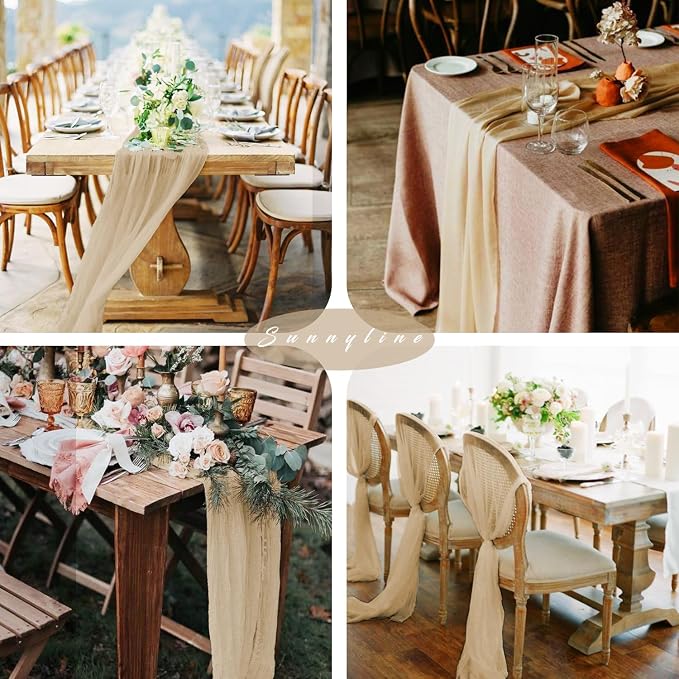 Sand 35 x 120 Inches Long Cheesecloth Table Runner Gauze Fabric 10Ft Boho Table - Image 6