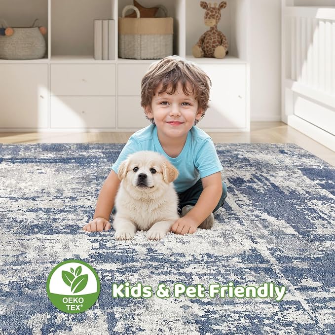 Area Rug Living Room Rugs: 5x7 Washable Large Abstract Modern Soft Stain - Image 7