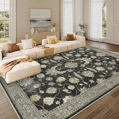 5x7 Area Rug for Living Room-Vintage Farmhouse Boho Floral Washable Stain - Image 5