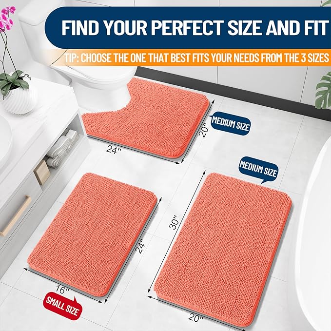 OLANLY Toilet Rugs U-Shaped 24x20, Extra Soft Absorbent Chenille Contour - Image 2