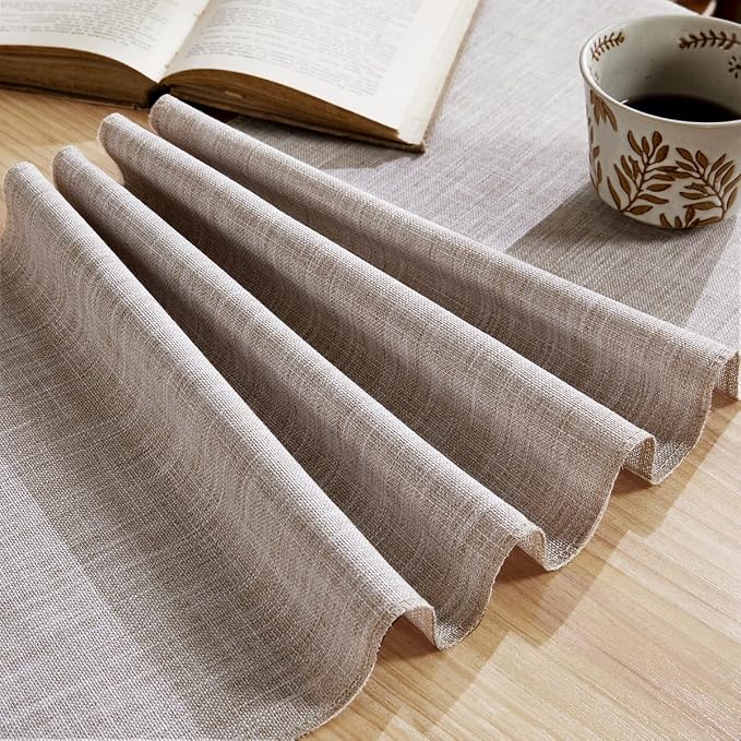 Cotton Linen Table Runner, 13x60 Inch Light Coffee - Image 5