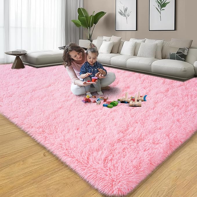 qulint 8x10 Area Rugs for Living Room, Large Fluffy Pink Rug for Bedroom - Image 7