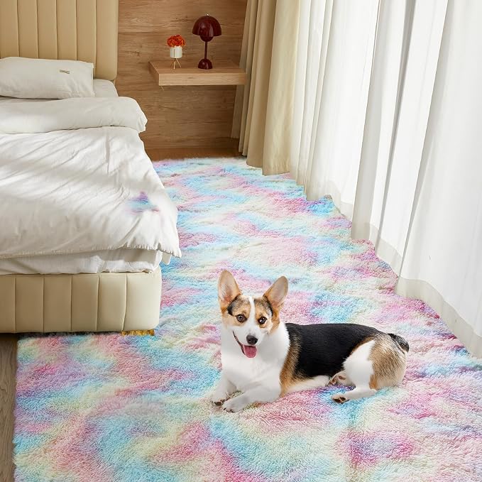 Ultra Soft Rug for Living Room, 4X6 Fluffy Shag Area Rug for Bedroom, Modern - Image 6