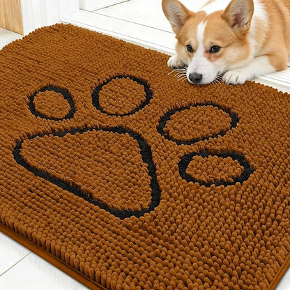 OLANLY Dog Door Mat for Muddy Paws 30x20, Paw Print Design, Absorbs Moisture by OLANLY