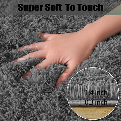 qulint 2x3 Rug for Bedroom, Soft Shag Dark Grey Besides Rug Fuzzy Shaggy Small - Image 3