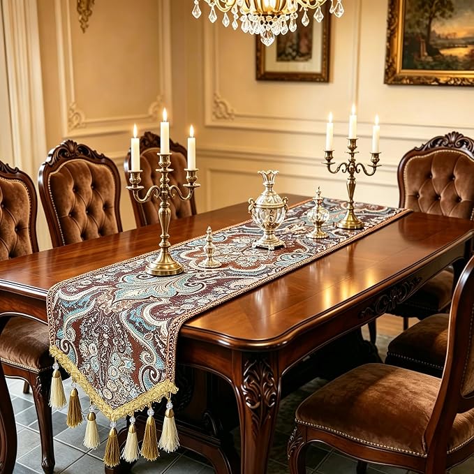 Farmhouse Table Runner 63" Brown - Image 2