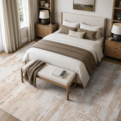 DCX Abstract Area Rug 8x10, Washable Beige Brown Modern Rug - Image 3