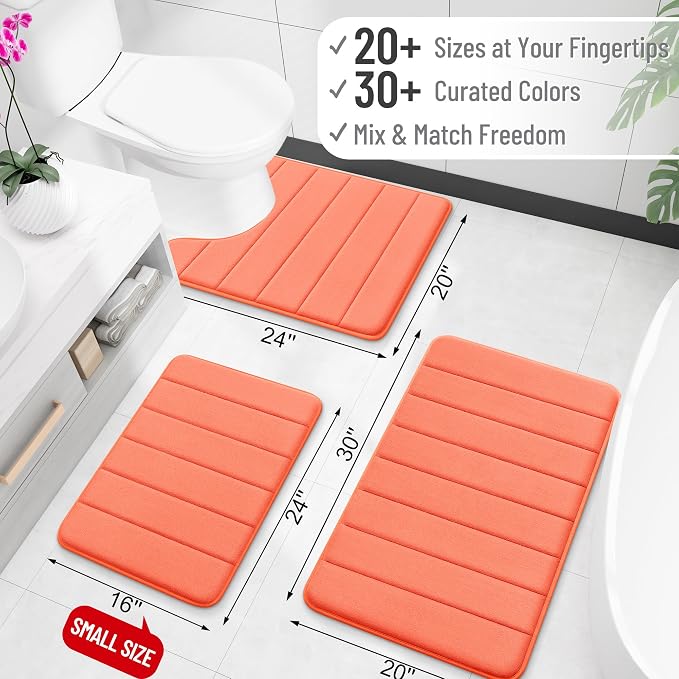 OLANLY Memory Foam Bath Mat 35x16, Super Soft Absorbent Bathroom Rugs, Quick Dry - Image 2