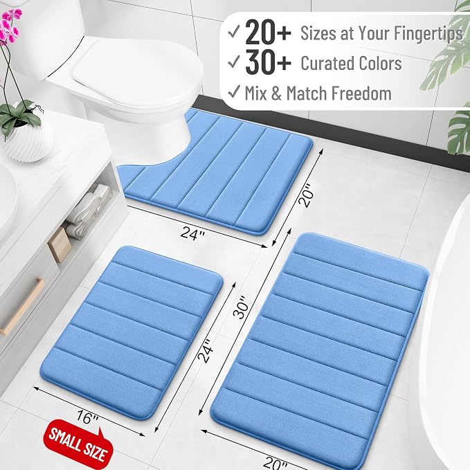 OLANLY Memory Foam Bath Mat 34x21, Super Soft Absorbent Bathroom Rugs, Quick Dry - Image 2