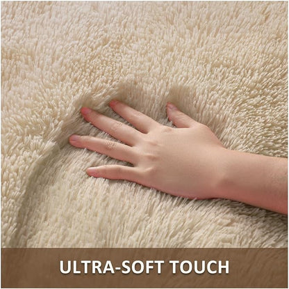 Ophanie 8x10 Beige Area Rugs for Living Room, Large Shag Bedroom Carpet - Image 2