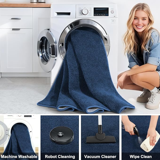 4x6 Feet Navy Blue Area Rugs for Bedroom, Indoor Washable Memory Foam Rug for - Image 5