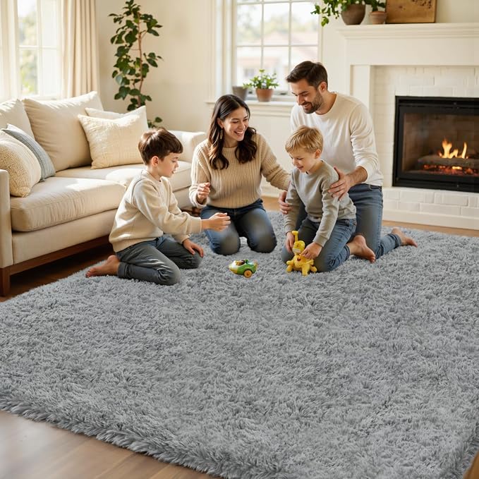 5x7 Area Rug for Living Room, Ultra Soft Fluffy Shag Rugs for Bedroom, Non-Slip - Image 5