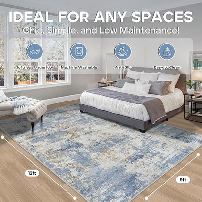 9x12 Area Rugs for Living Room Rug Washable: Modern Large Rug for Dining Room - Image 2
