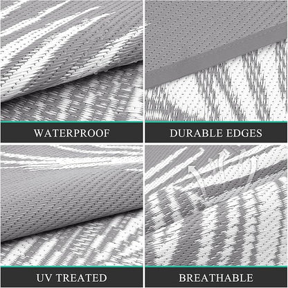 Pauwer Waterproof Outdoor Rug 9x12, Reversible Plastic Straw Patio Camping Rug - Image 4