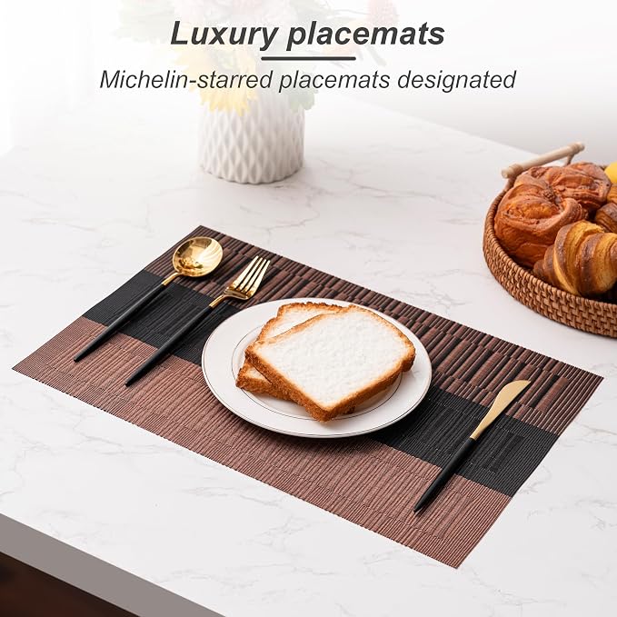 Placemats Set of 6 Washable Indoor | Outdoor Vinyl Place Mats - Image 5