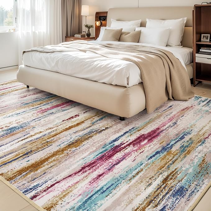 tchdio 8x10 Area Rugs for Living Room, Colorful Modern Abstract Area Rug - Image 2