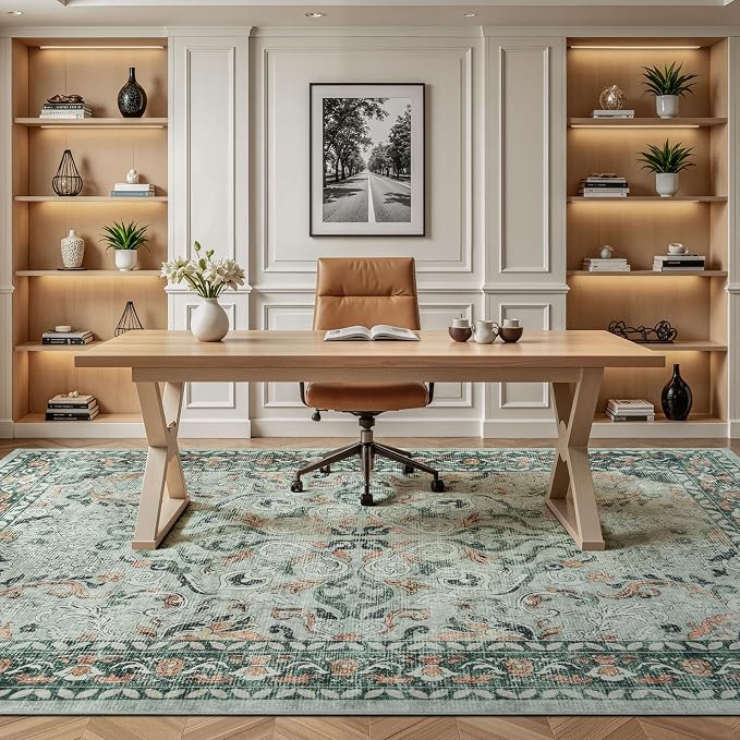 Lofus 9x12 Area Rug for Living Room, Sage Green Washable Area Rugs - Image 6