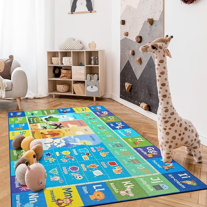 Macgace ABC Kids Rug for Playroom, 4x6 Washable Classroom Area Rugs, Toddler - Image 4