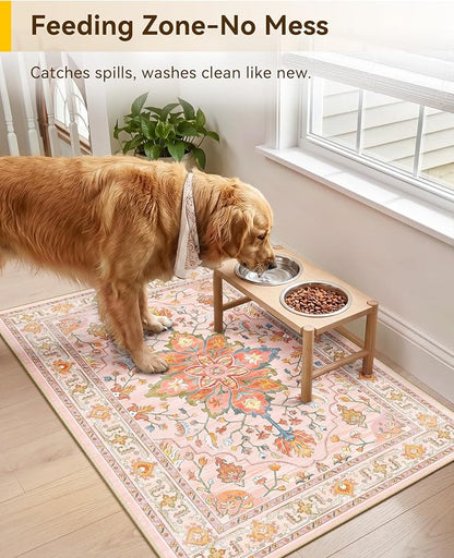 RELEANY Area Rugs Small 2'x3' Washable Non-Slip, Floral Vintage Distress - Image 3