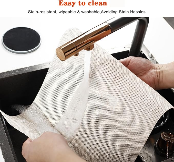 Placemats Set of 8, Vinyl PVC Heat Resistant Washable Placemats Set, Non Slip - Image 5