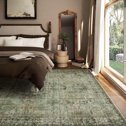 6x9 Area Rugs for Living Room: Washable Bedroom Rug Boho Vintage Rugs Stain - Image 3