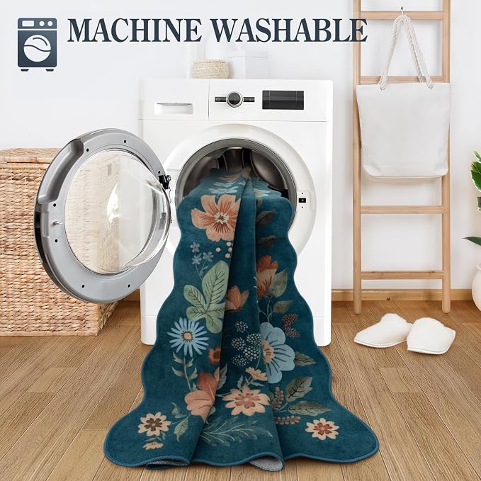Lahome Floral Washable Rugs 8x10, Non-Slip Soft 8x10 Rugs - Image 5