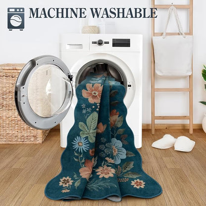 Lahome Floral Washable Rugs 8x10, Non-Slip Soft 8x10 Rugs - Image 5