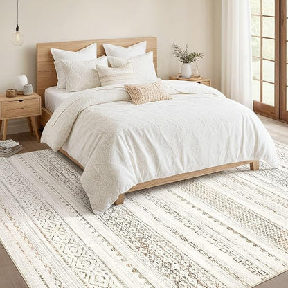 Nakagishi Area Rugs 9x12 Living Room Rug: Washable Boho Large Neutral Modern - Image 5
