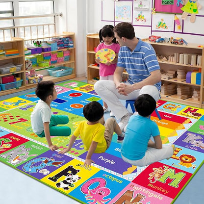 Kids Rug for Playroom, ABC Carpet Educational Play Mat for Kids, Preschool Rugs - Image 2