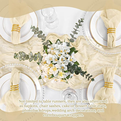 8 Pack Ivory Table Runner 17 x 108inch Cheesecloth Table Runner Boho Gauze - Image 7