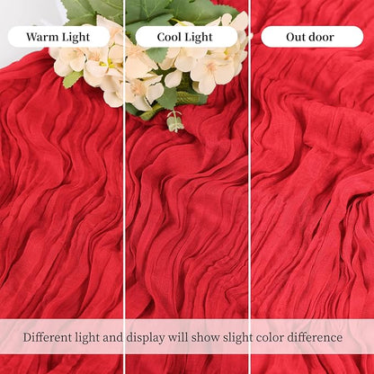 3 Pack Red Cheesecloth Table Runner, 17 x 108 Inch, Gauze Cheese Cloth Table - Image 6