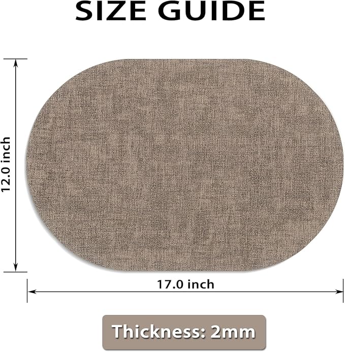 Placemats Set of 12-17" x 11.8" Waterproof & Heat Resistant Oval Place Mats - Image 6