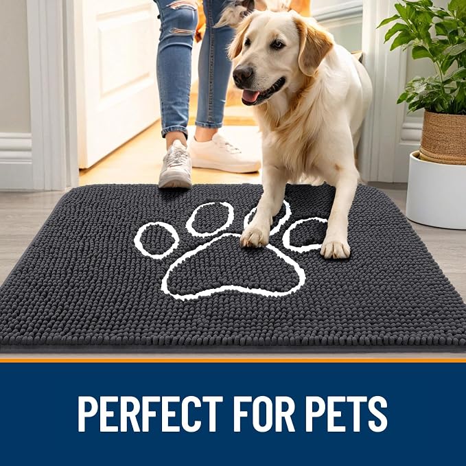 OLANLY Dog Door Mat for Muddy Paws 70x32, Paw Print Design, Absorbs Moisture - Image 6