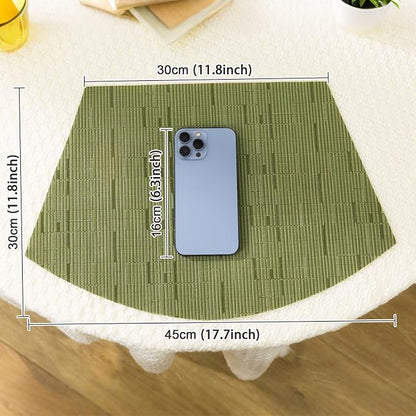 SHACOS PVC Woven Vinyl Wedge Placemats Set of 4 Round Table Placemats Wipe - Image 6