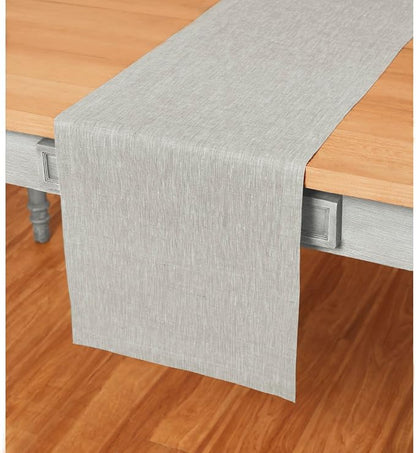 Solino Home 100% Pure Linen Table Runner Oyster Grey, Athena 14 x 36 in | Table - Image 2