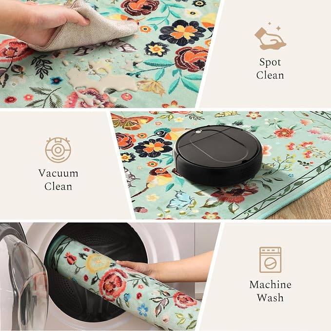 Rugflix 5x7 Washable Area Rug for Living Room, Soft Non Slip Low Pile Carpet - Image 5