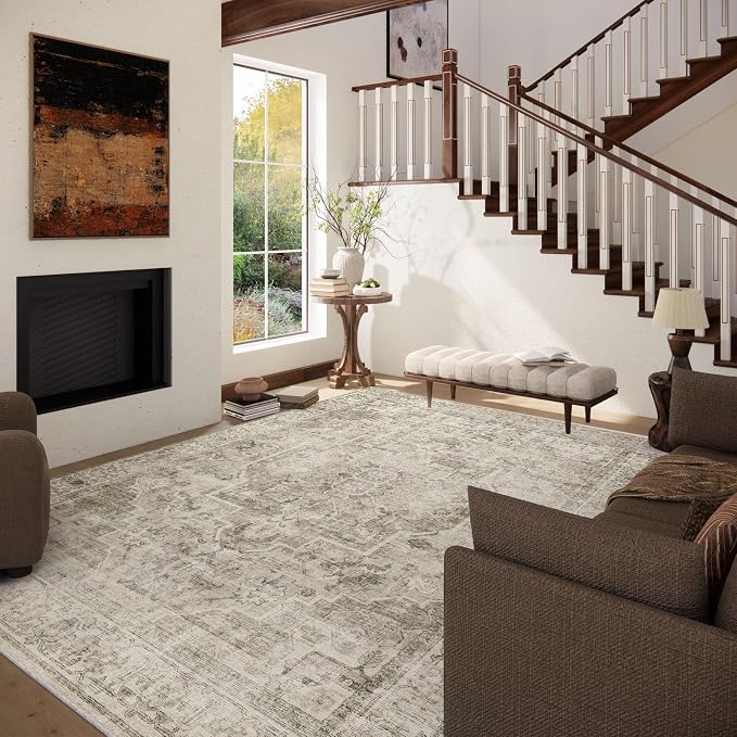 Washable Area Rugs for Living Room: 8x10 Bedroom Area Rugs Boho Vintage Rugs - Image 2