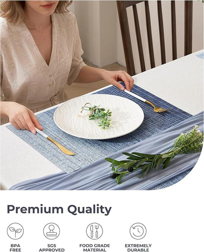 Leetaltree Gradient Blue Woven Placemats Set of 8 - Image 6