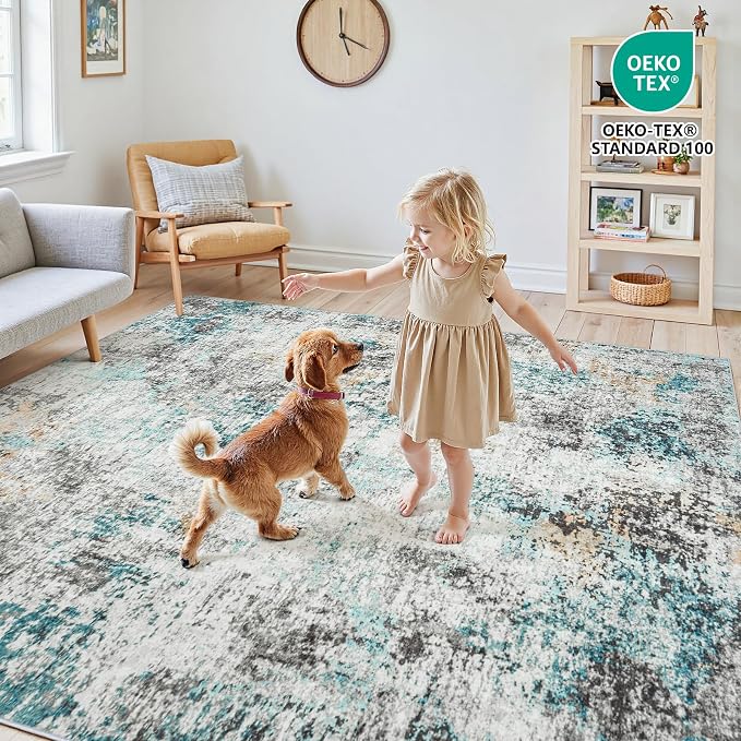 Area Rugs 6x9 Living Room: Large Soft Washable Rug Modern Abstract Anti-Skid - Image 4